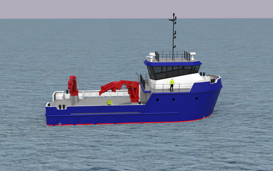 24m Aquaculture Support Vessel Render 1 (Issue A)